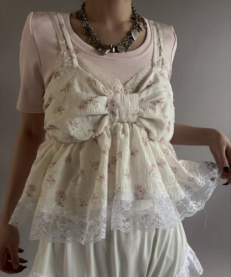 【Chinatsu Aoyama】 RE Ribbon Camisole Top / 260402-011