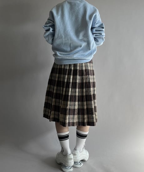 【USED】 Check Patterned Pleats Wool Skirt / 241019-033