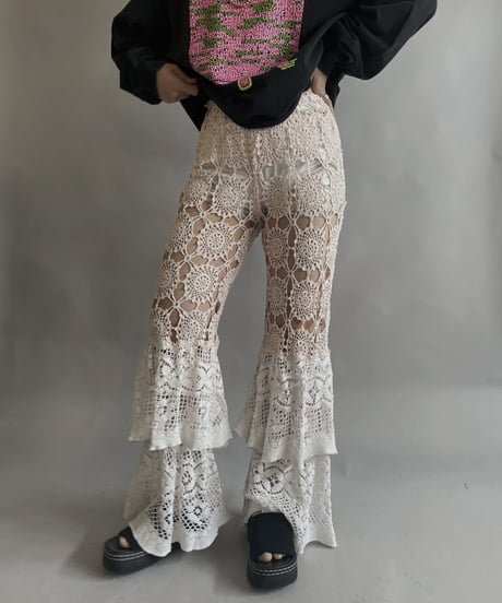 【RE;CIRCLE】 RE Crochet Tiered Pants / 230504-016