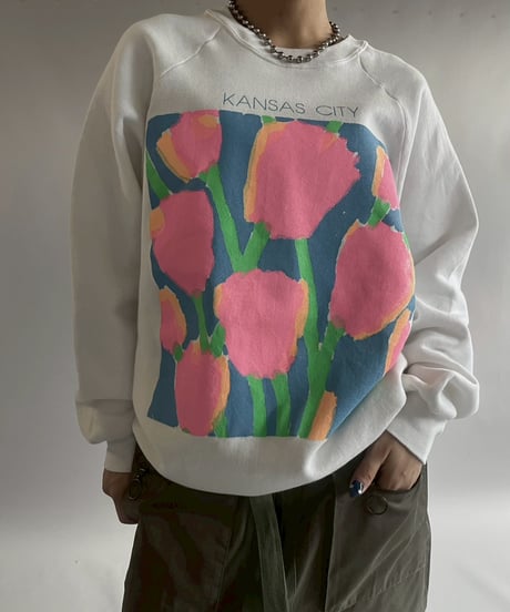 【USED】 80~90's Fruit of the Loom KANSAS CITY Sweat  /251012-006