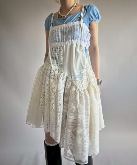 【RE;CIRCLE】RE Crochet Lace Patch work Camisole One-Piece Middle/250731-005