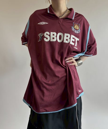 【USED】 09~10's UMBRO West Ham Soccer Shirt / 250717-017