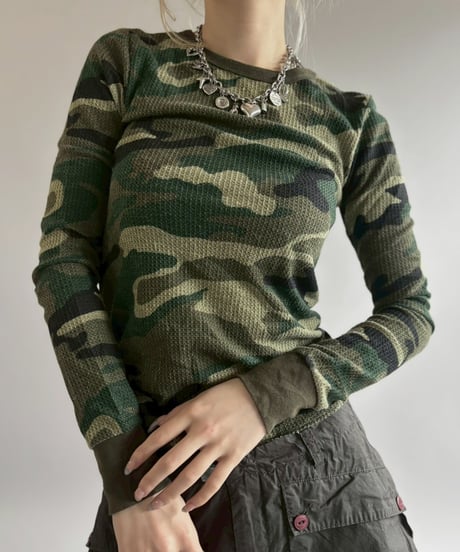 【USED】 FRUIT OF THE LOOM Camouflage Pattern Thermal / 260509-015