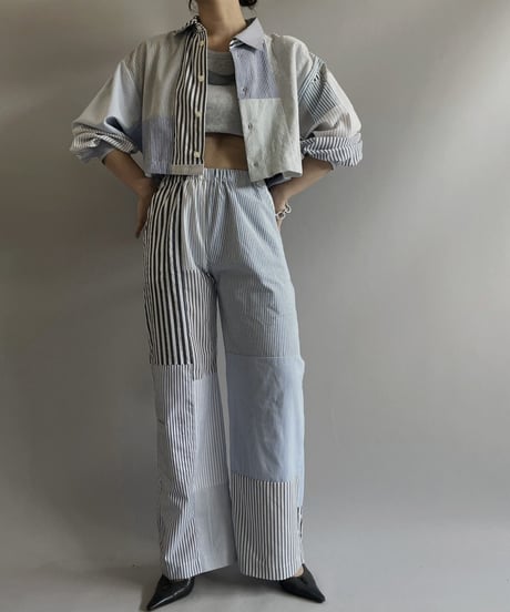【RE;CIRCLE】 RE Patchwork Strip Pants / 240718-008