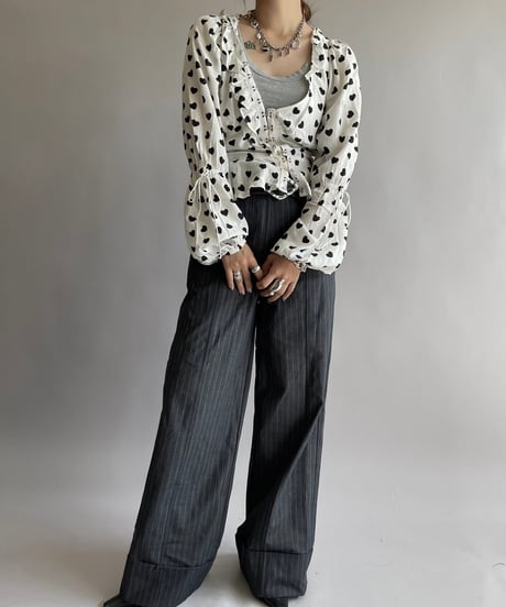 【USED】 Heart Patterned Design Top /241006-020