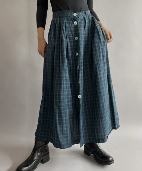 【USED】 Cotton Checked Long Skirt / 220903-005