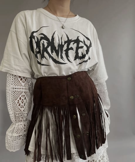 【USED】 Suede Leather Skirt Brown / 230304-011