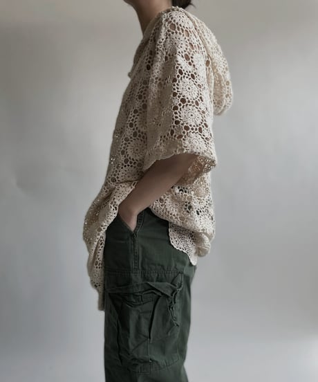 【RE;CIRCLE】 RE Crochet Lace S/S Hoodie / 220427-028
