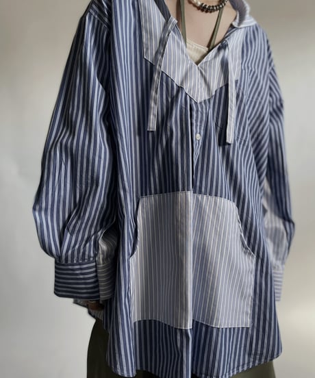 【RE;CIRCLE】 RE Stripe Shirt Mexican Hoodie / 220423-028