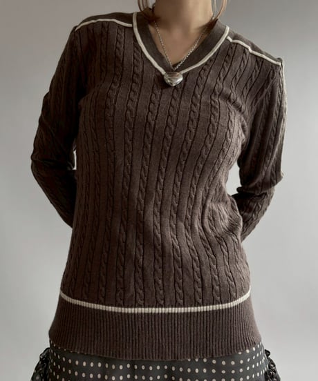 【USED】 V-Neck Knit Top /251115-026