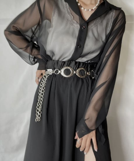 【USED】   See-through L/L Top/210926-006