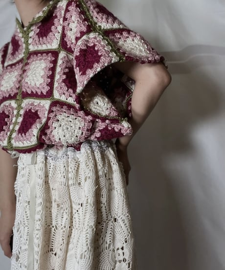 【RE;CIRCLE】 RE Granny Knit×Lace S/S One-piece/210917-010