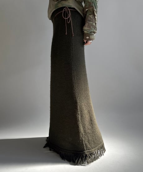 【USED】 Fringe Knit Long Skirt /250111-010