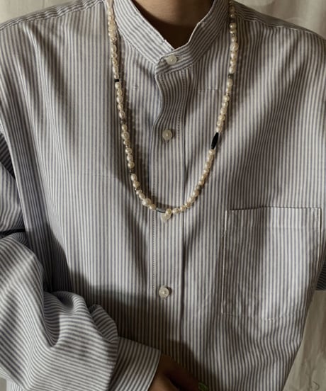 【RE;CIRCLE】 RE Stripe Band Collar Shirt④/210414-032