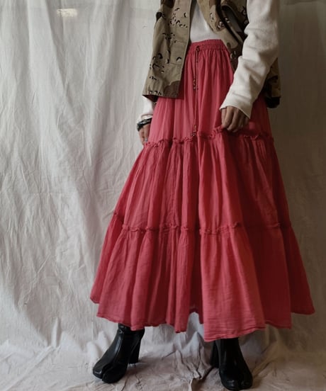 【USED】 Cotton Crinkle Long Skirt/210317-026