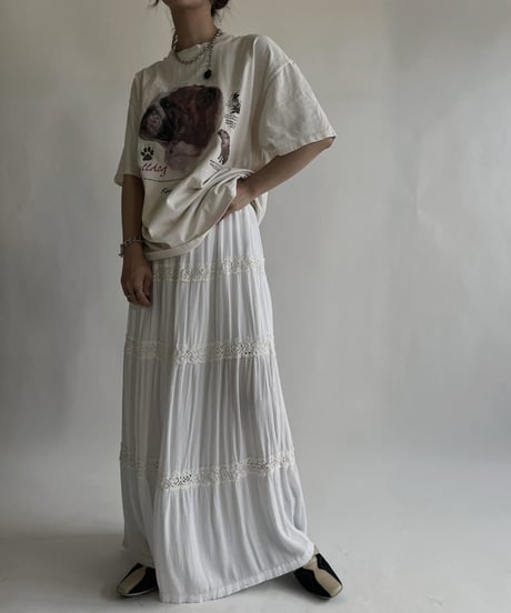 【USED】 White Cotton Long Skirt / 220611-007