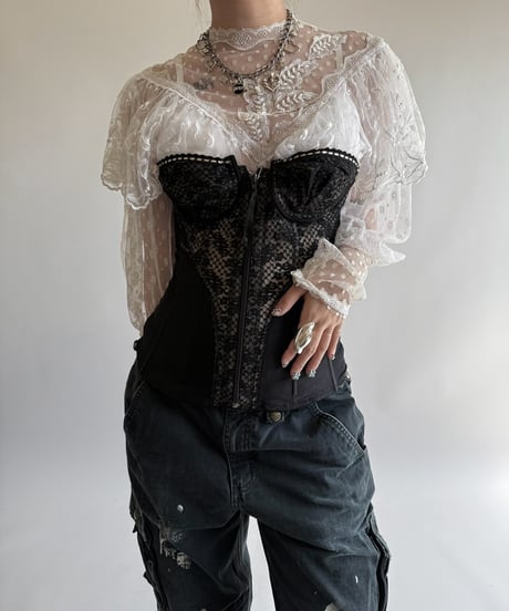 【USED】 Lace Pattern  Corset Top  /250322-033