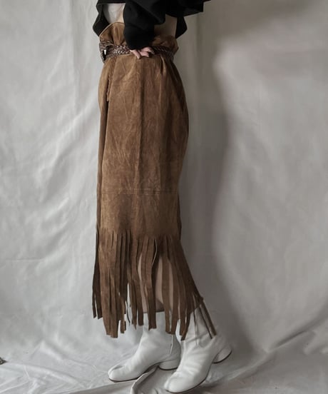 【USED】 Suede Fringe Skirt/210926-011