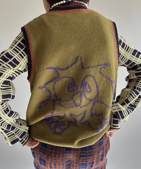 【USED】 HEAVEN Patterned Mohair Knit Vest /250104-024