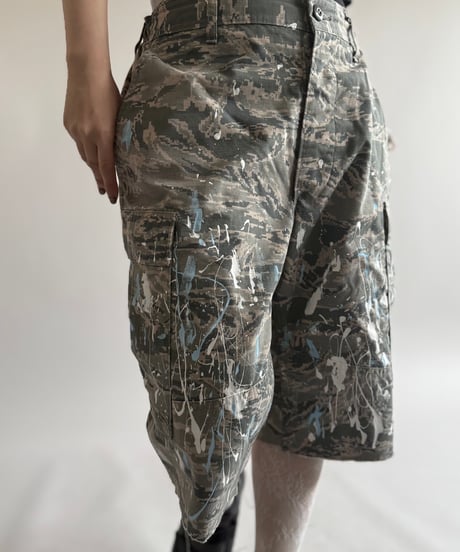 【USED】 Military Camouflage Painted Cut off Shorts  / 250614-023