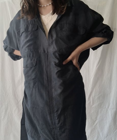 【RE;CIRCLE】 RE Silk Open Collar One-piece/210613-004