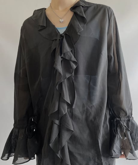 【USED】  Flare Sleeve L/S Seethrough Top / 230819-032