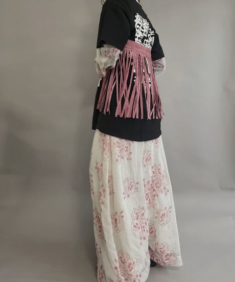 【USED】 Suede Leather Skirt Pink / 230304-001