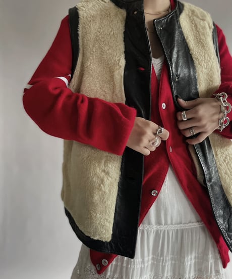 【USED】 Fur Leather Vest / 221203-029