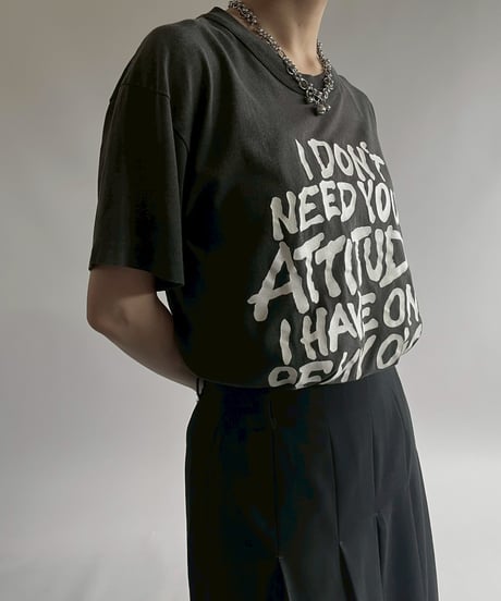 【USED】  Made in USA 80~90's Message T-Shirt/250510-022