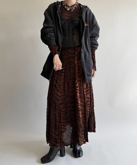 【USED】 Zebra Pattern Sheer Long One-Piece  /250322-032