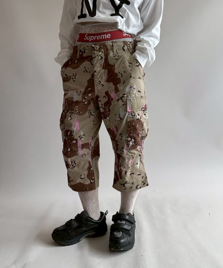 【USED】 Military Camouflage Painted Cut off Shorts  / 250719-017
