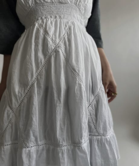 【USED】 White Cotton Camisole One-piece / 220423-045