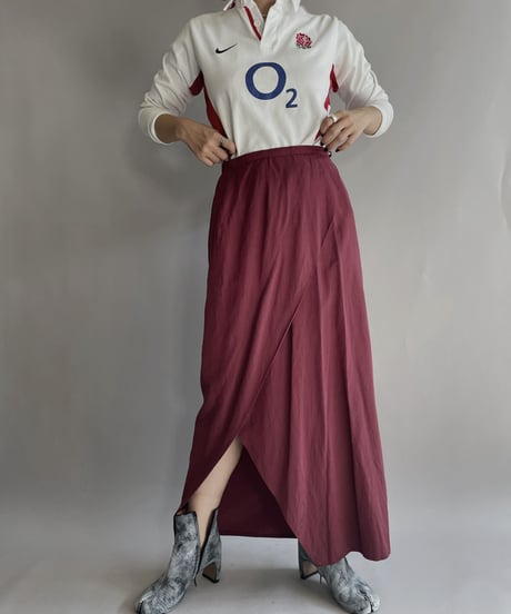 【USED】  Poly Long Skirt Red / 221112-009