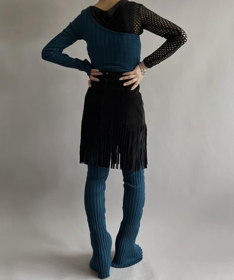 【USED 】Suede Fringe Mini Skirt/ 240414-001