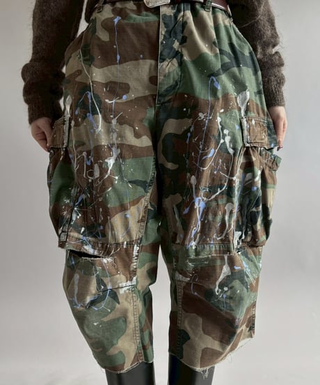 【USED】 Military Camouflage Cut Off Paint Pants /260117-018