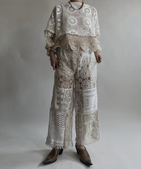【RE;CIRCLE】 RE Crochet Lace Patchwork Tops / 220427-020