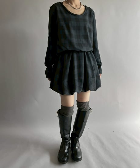 【USED】 Cop.Copine Balloon Hem Checked One-Piece  /251014-021