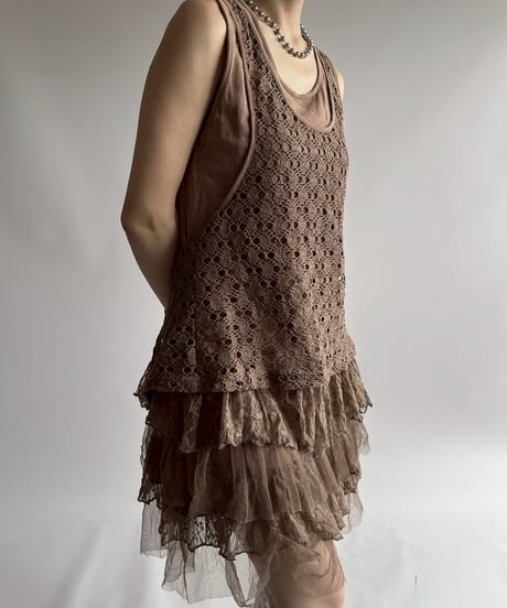 【USED】 Mesh Design Tiered One-Piece / 250726-007