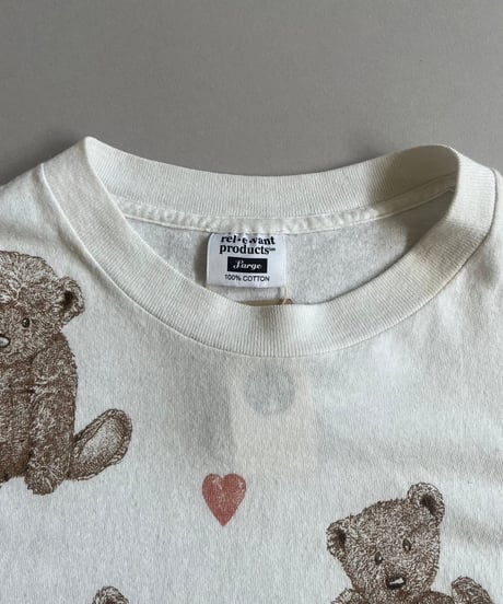 【USED】 Made in USA 90's Bear Patterned T-Shirt /240720-001