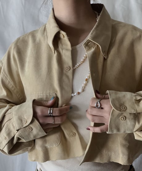 【USED】 Cut Off Fake Suede Shirt  /210317-012