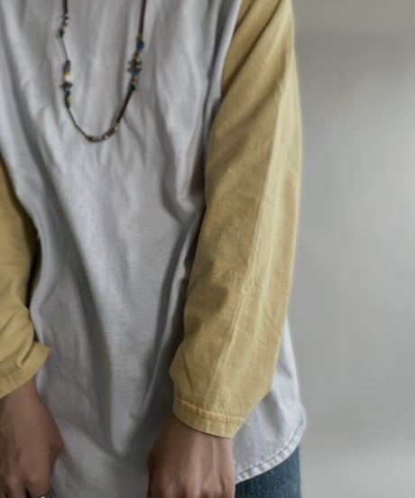 【USED】 Raglan T-shirt Yellow-white / 220618-003
