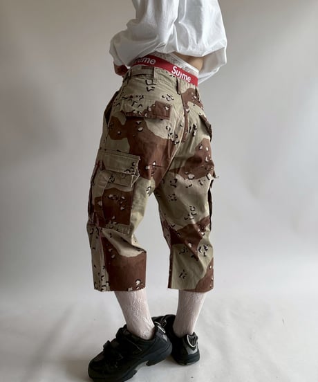 【USED】 Military Camouflage Painted Cut off Shorts  / 250719-017