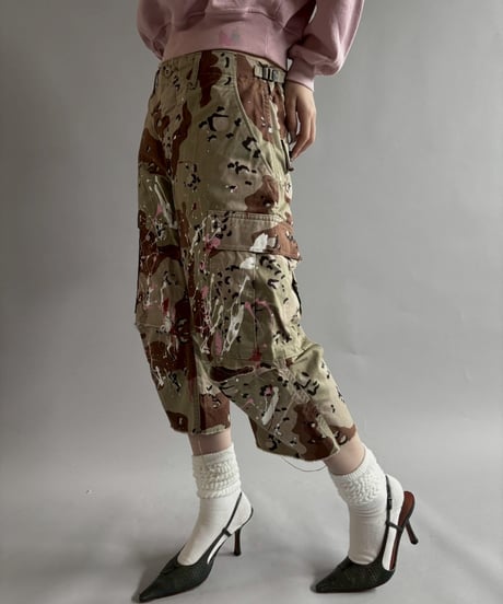 【USED】 Military Camouflage Cut Off Paint Pants /250925-007