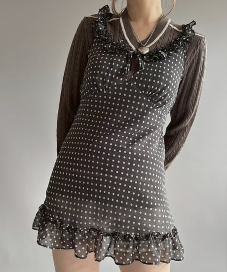 【USED】 Dot Pattern Sheer N/S One-Piece /251115-027