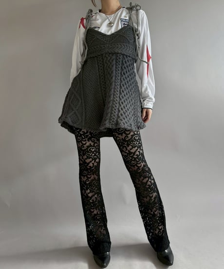 【RE;CIRCLE】 RE Aran Side Slit Camisole Mini One-Piece / Charcoal  / 251030-012