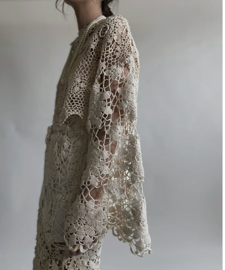 【RE;CIRCLE】 RE Crochet Lace Shirt Tops / 220427-014