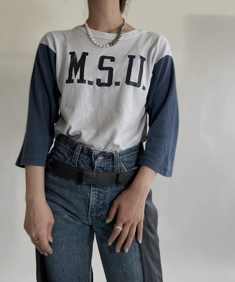 【USED】 70’s Champion 3/4 sleeved T-shirt "M.S.U." / 220625-013