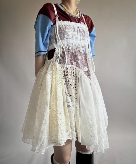 【RE;CIRCLE】RE Crochet Lace Patch work Camisole One-Piece Middle/250731-003