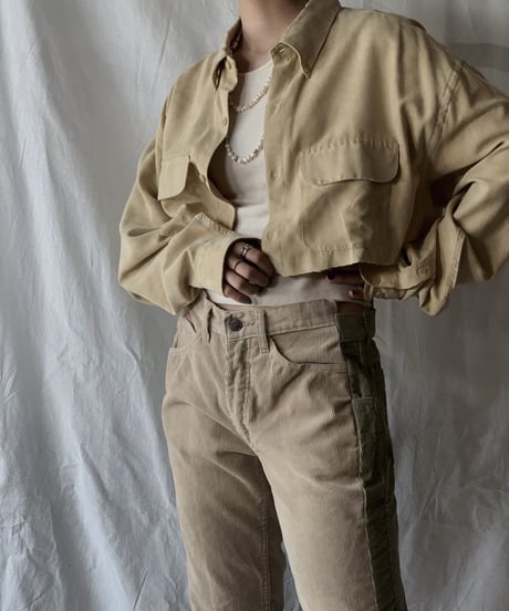 【USED】 Cut Off Fake Suede Shirt  /210317-012