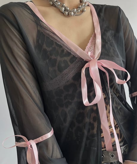 【USED】 Sheer Ribbon L/S Top/240928-014